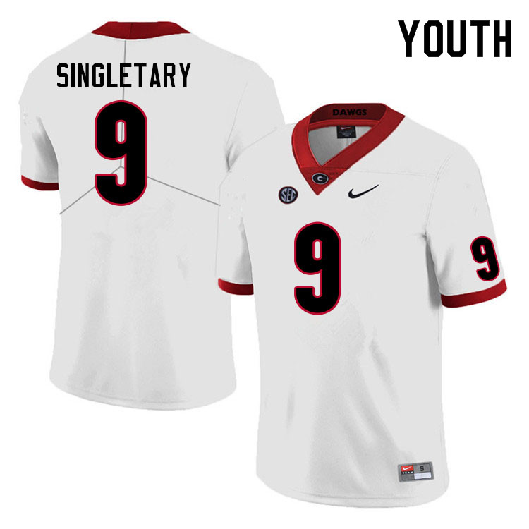 Youth #9 Jaheim Singletary Georgia Bulldogs College Football Jerseys Sale-White